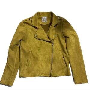 Mustard Ladies Small Faux Suede Moto Jacket EUC
